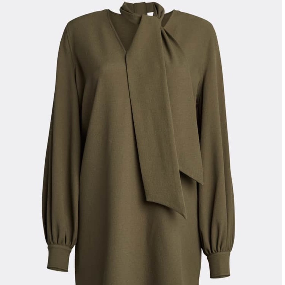 Ganni tie neck crepe shift dress - Picture 13 of 13